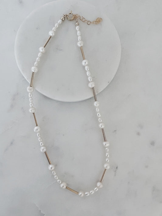 Mixed Pearl & Gold Choker Necklace