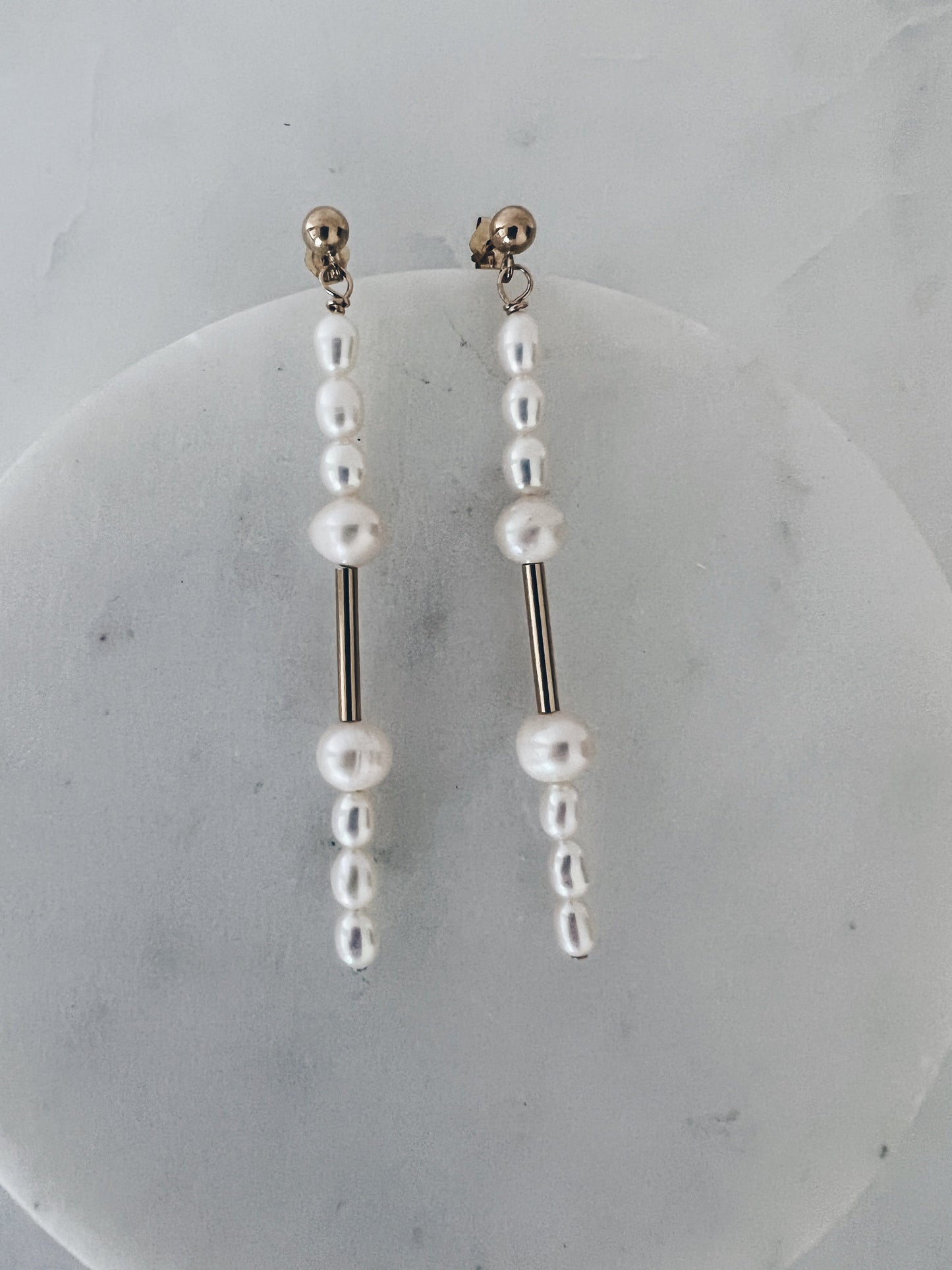 Mixed Pearl & Gold Drop Earrings