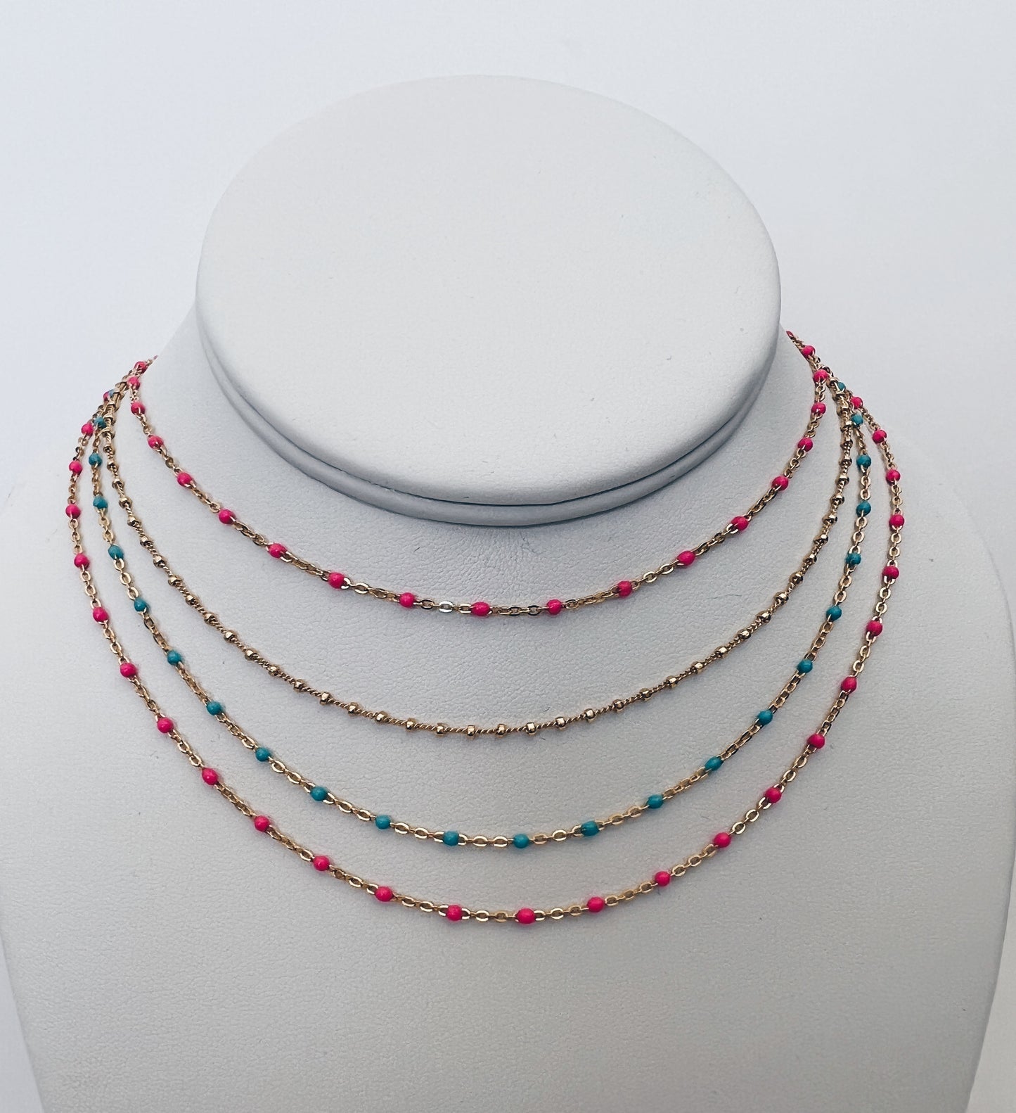 14k Gold Filled Dotted Enamel Bead Necklace + More Colors