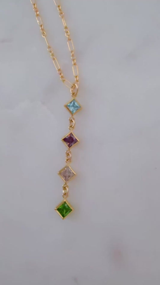 14k Gold Filled Geo Birthstone Necklace