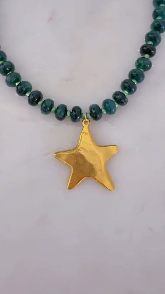 Midnight Lagoon Gemstone & Star Pendant Necklace | Coastal Gem Collection