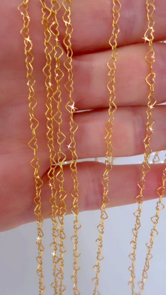 14k Gold Filled Dainty Heart Chain Bracelet