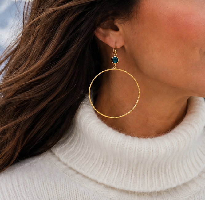 Luxe Gold CZ Hammered Hoop Earrings + More Colors