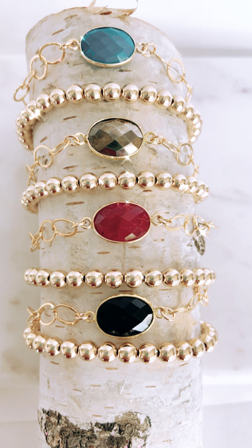 14k Gold Filled Chain & Gemstone Bracelet