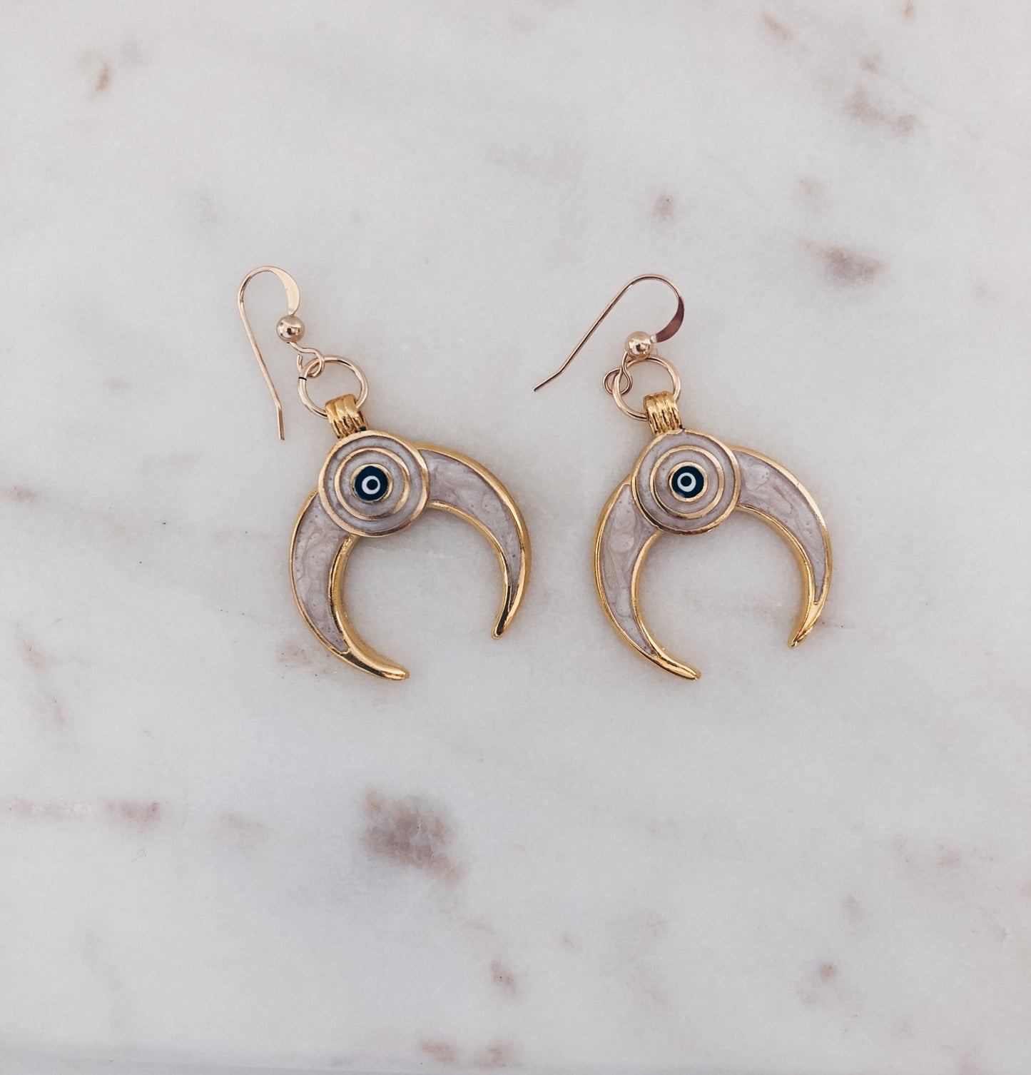 “Don’t Blink” Mother of Pearl Crescent Moon Earrings