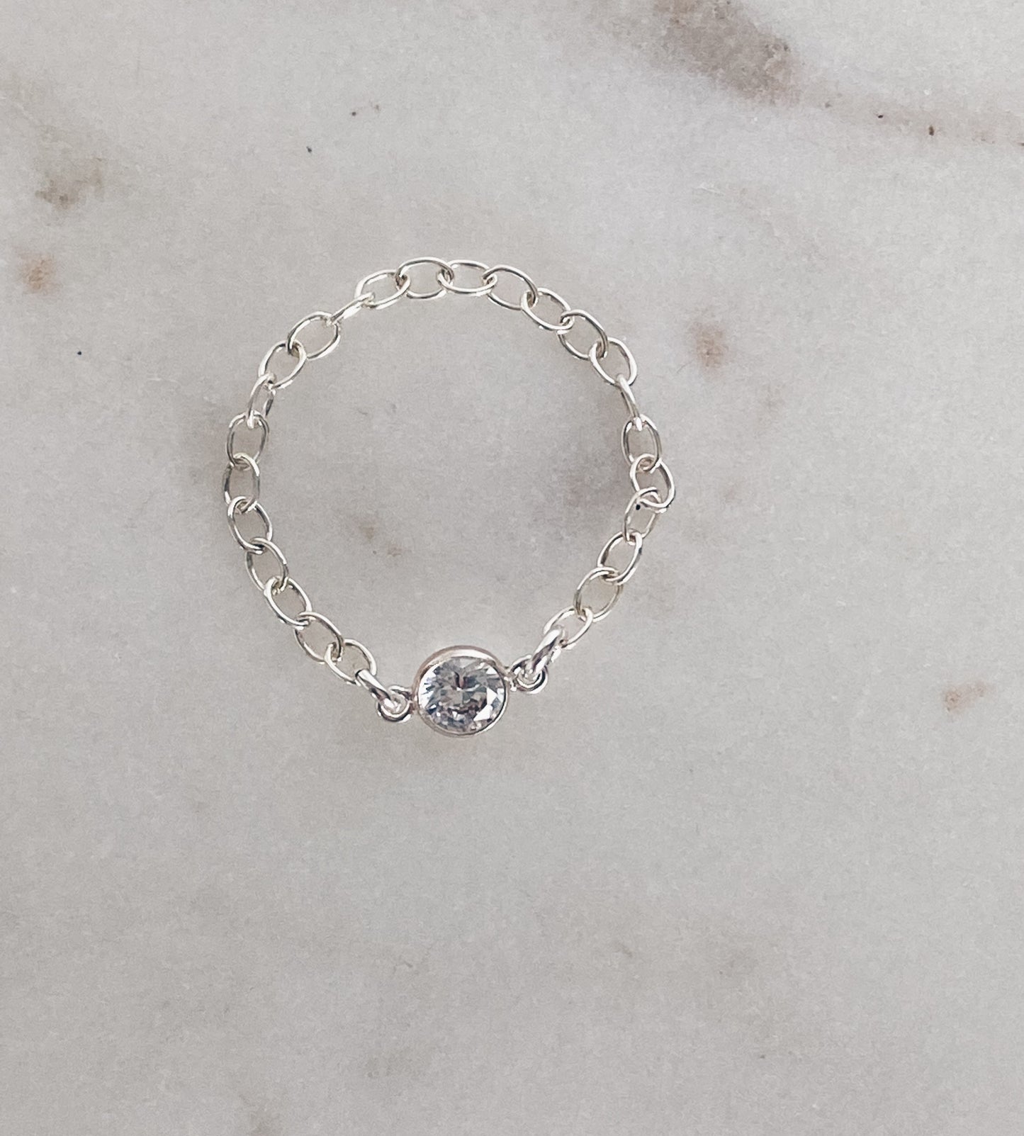 Sterling Silver Chain & CZ Ring
