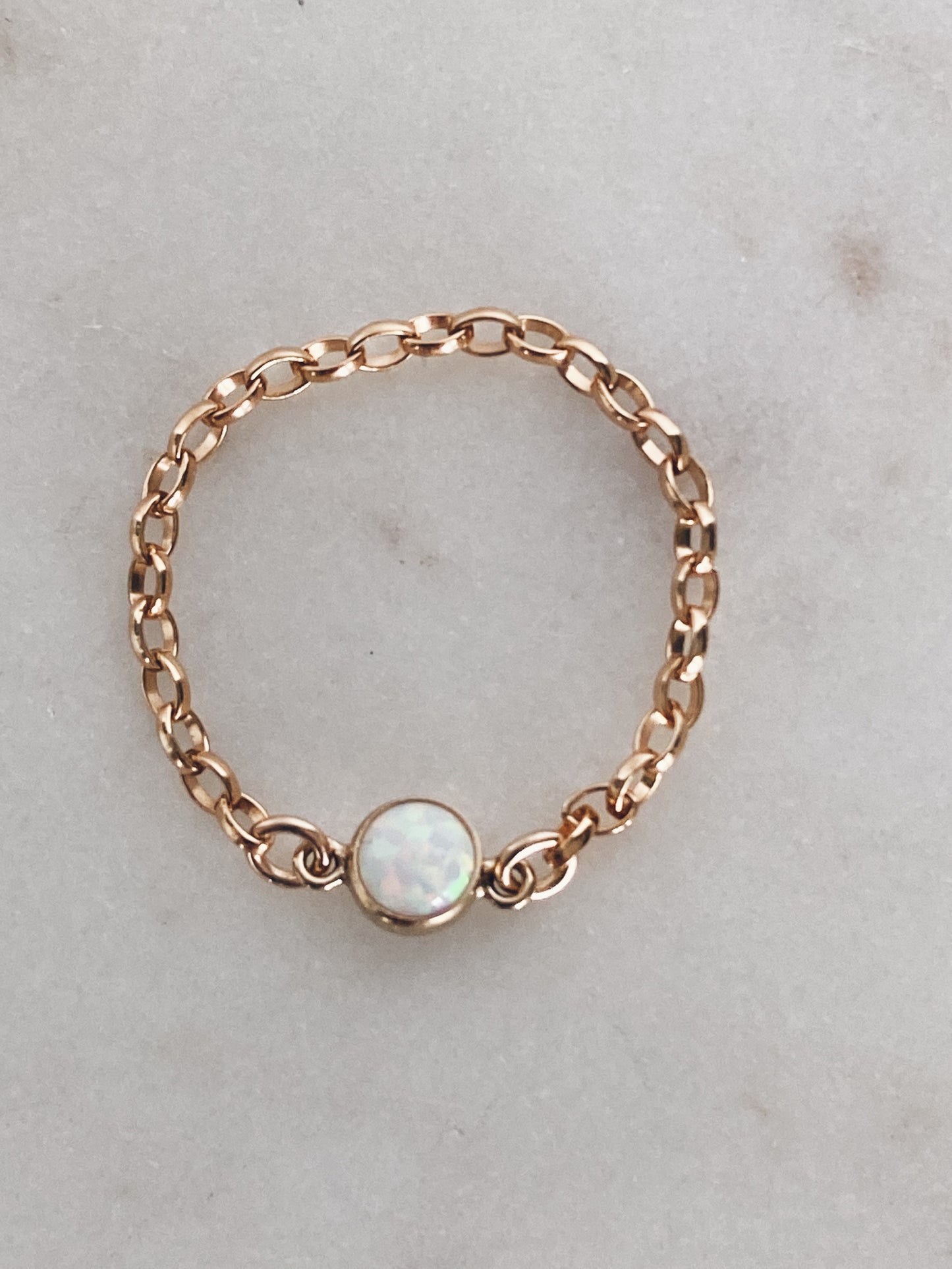 14k Gold Fill Chain & Opal Ring