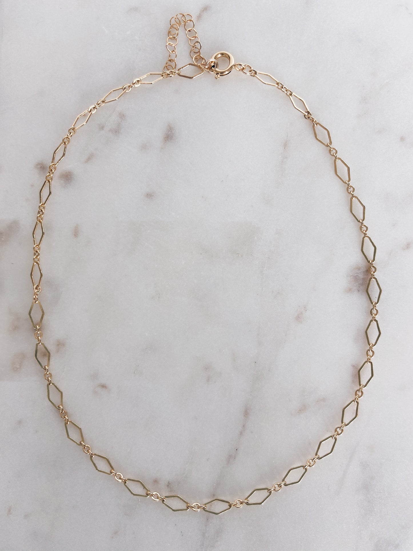 14k Gold Filled Long Diamond Link Chain Necklace