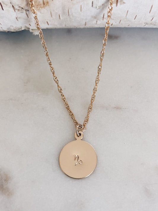 14k Gold Filled Zodiac or Initial Necklace