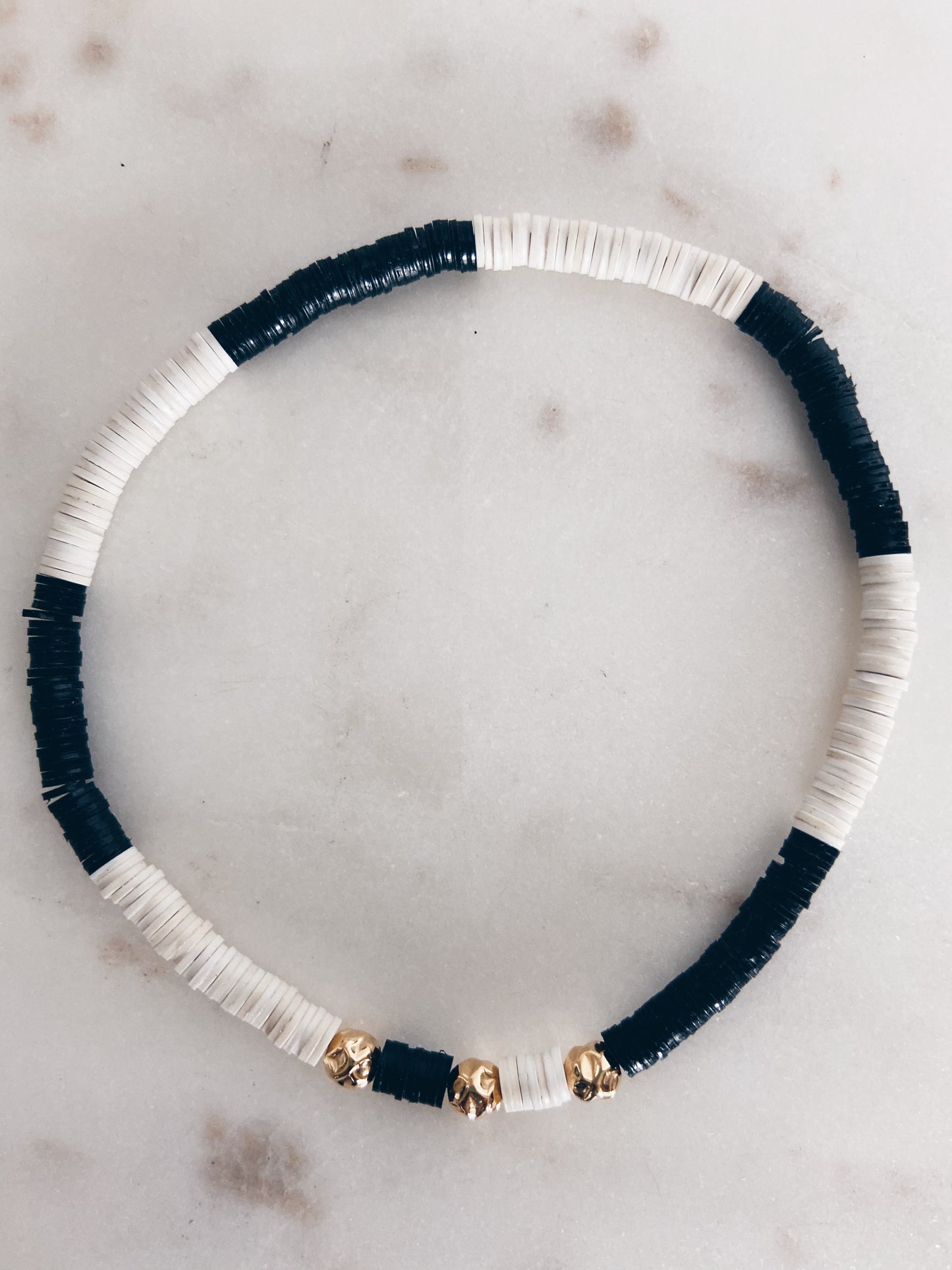 Hammered Beads and Vinyl Disc Anklet