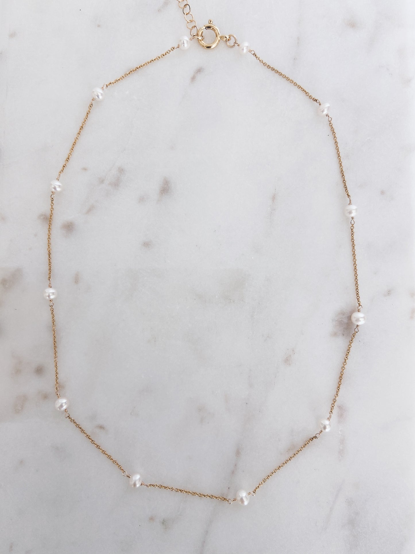 14k Gold Filled Chain & Pearl Necklace