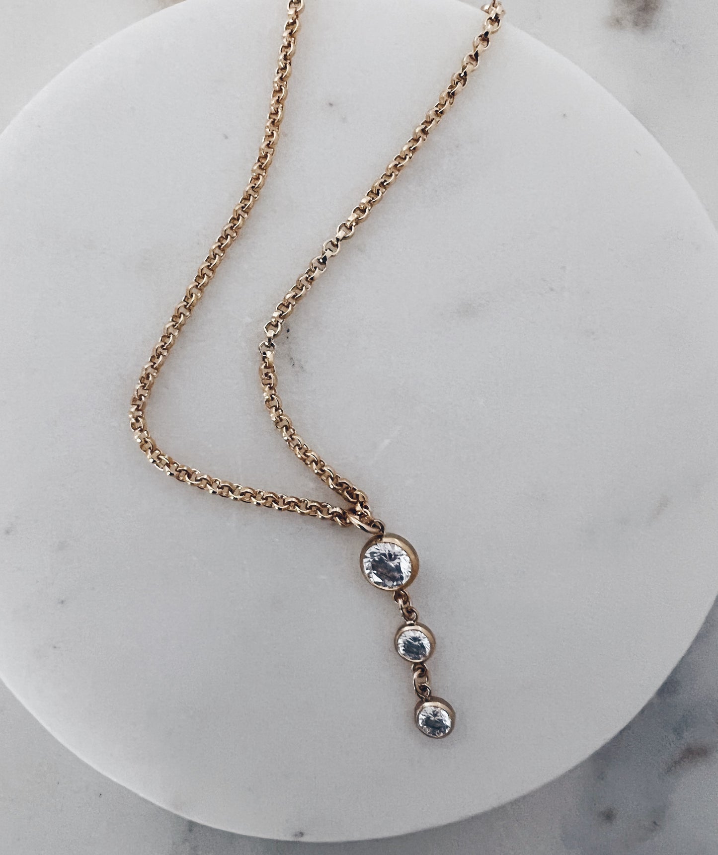 14k Gold Filled CZ Drop Necklace