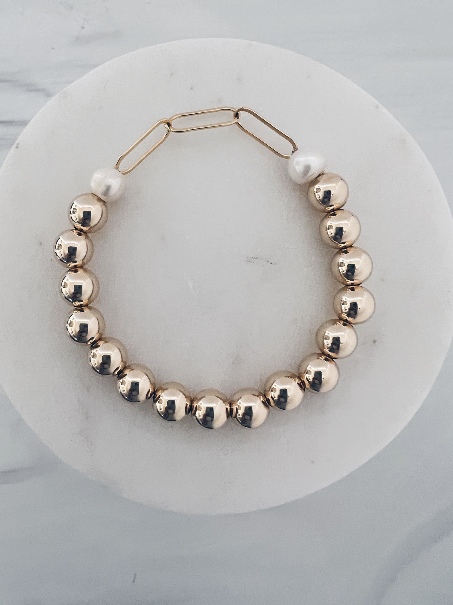 Beaded Chain & Pearl Bracelet