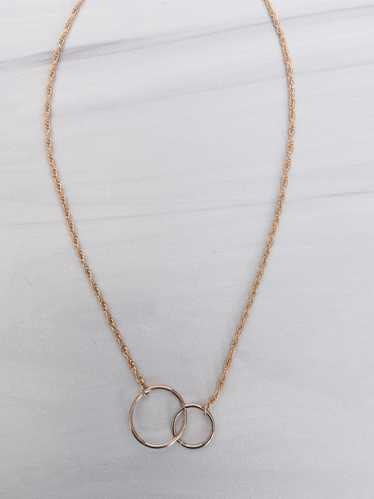 14k Gold Filled Connected Circles Necklace