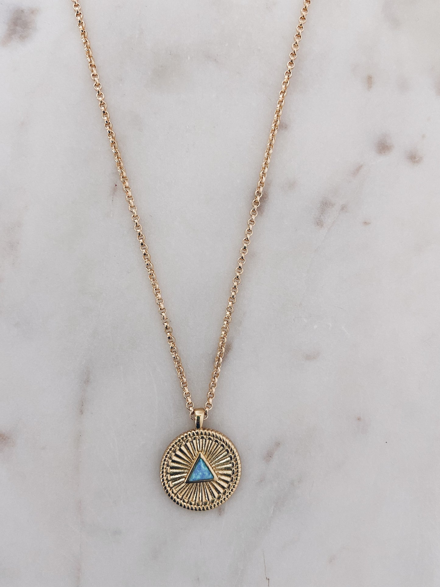 14k Gold Filled Opal Coin Necklace