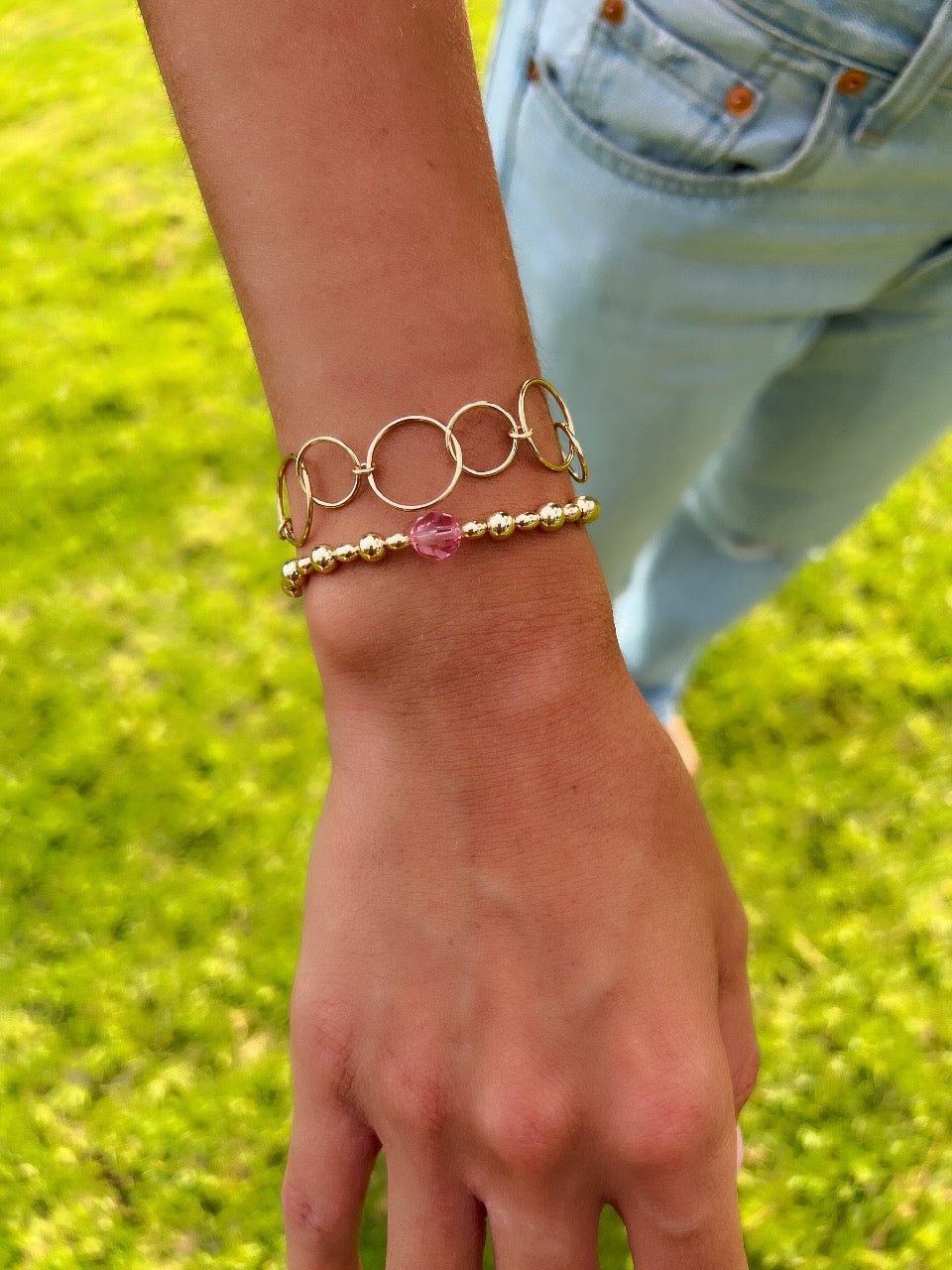 14k Gold Filled Circle Link Bracelet + More Options