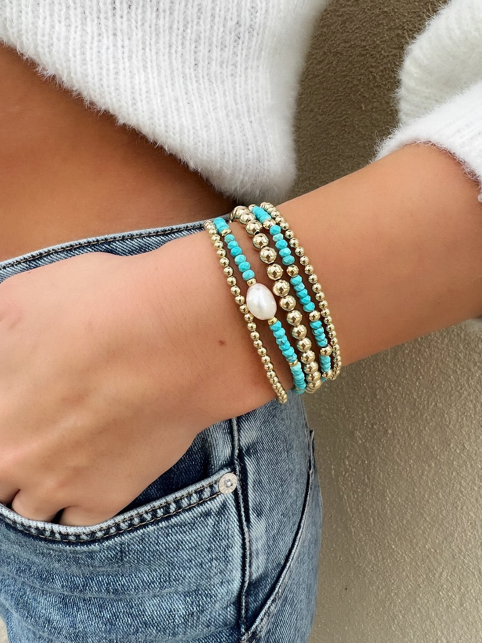 Pearl and store turquoise bracelet