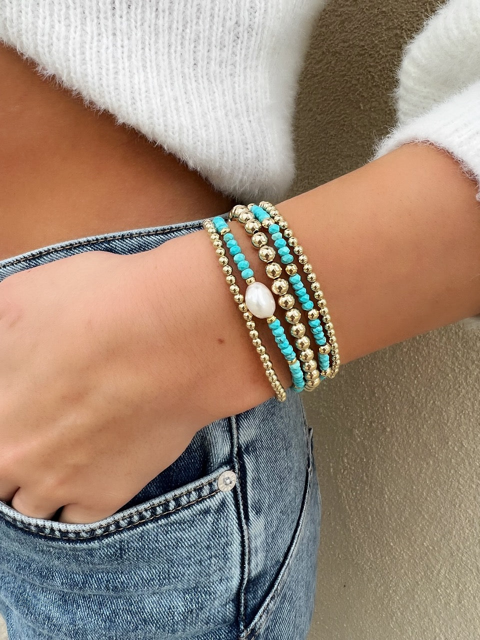 Turquoise & Baroque Pearl Bracelet