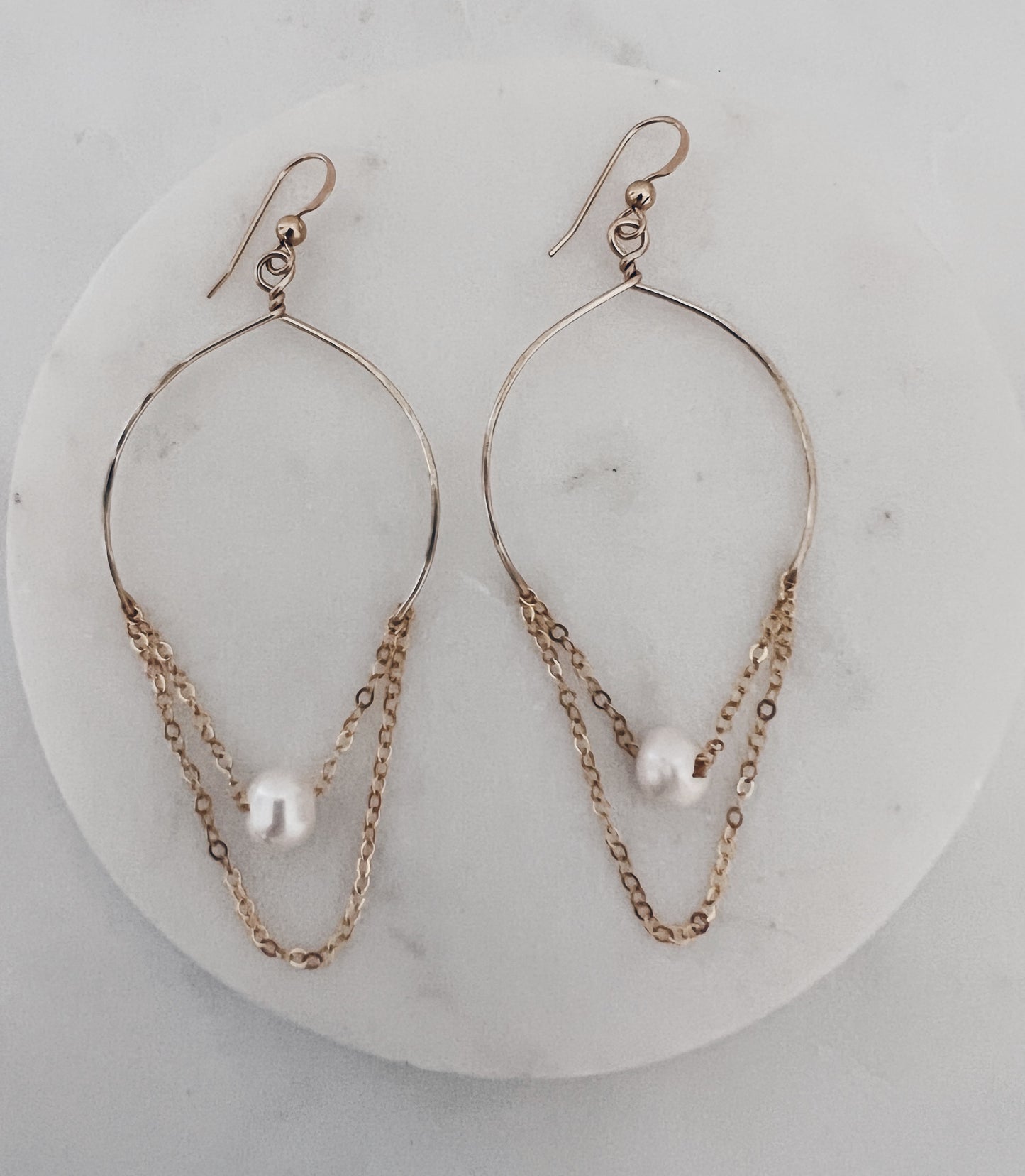 14k Gold Filled Arch Pearl & Chain Earrings + More Options