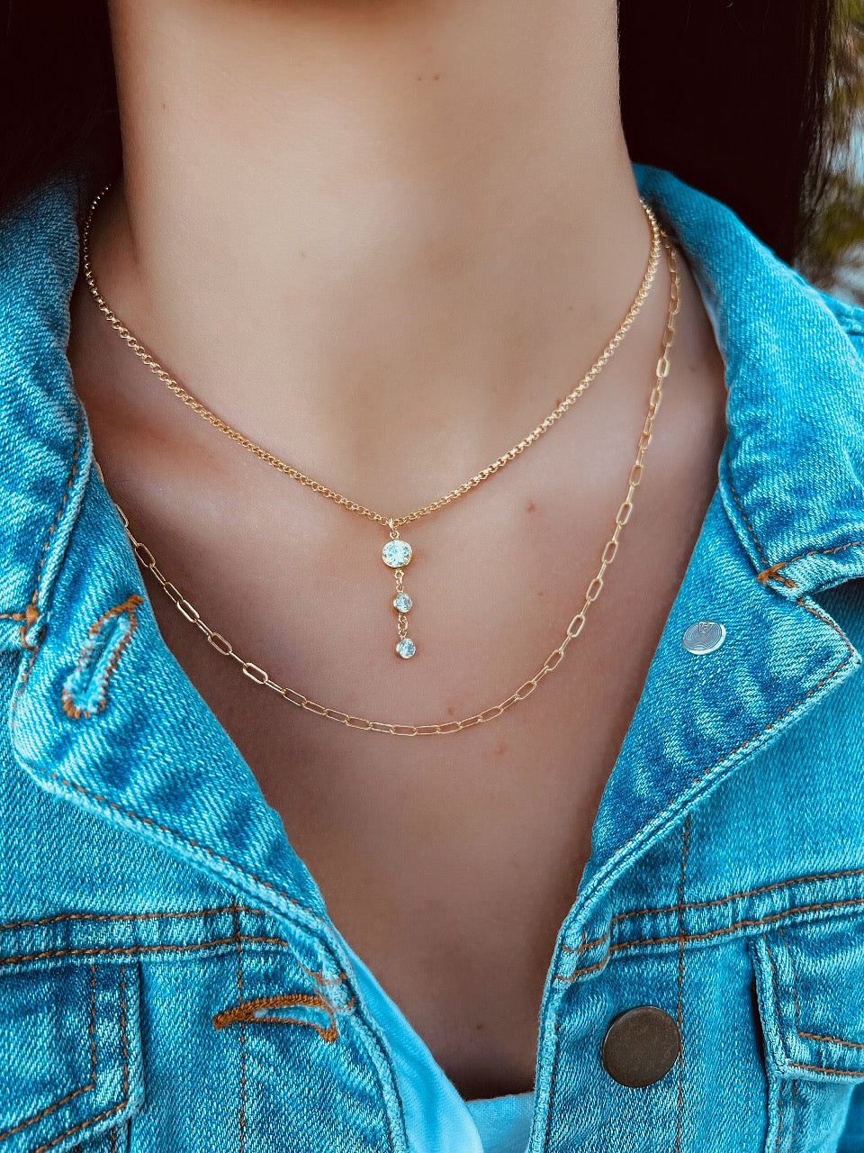 14k Gold Filled CZ Drop Necklace