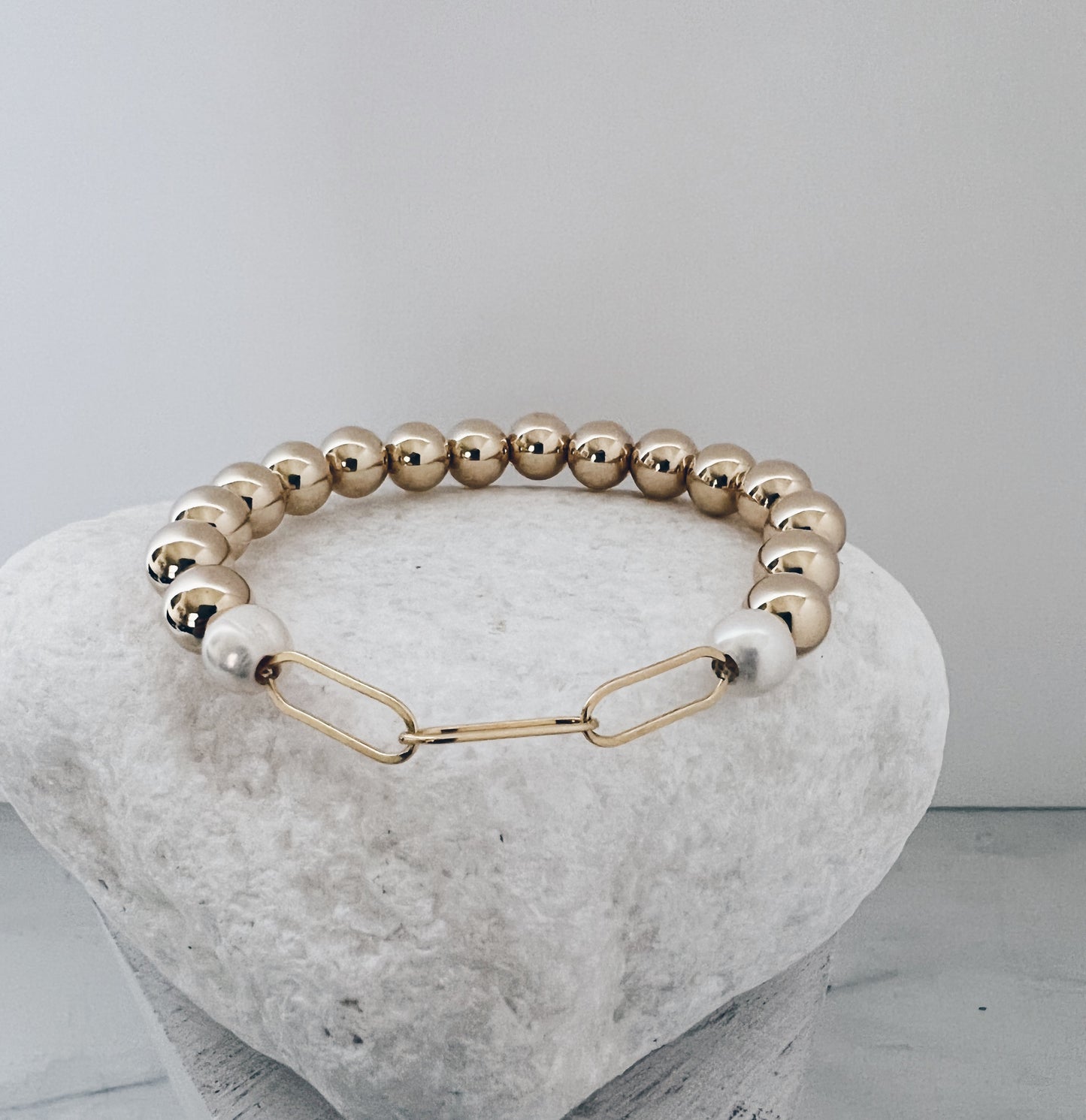 Beaded Chain & Pearl Bracelet
