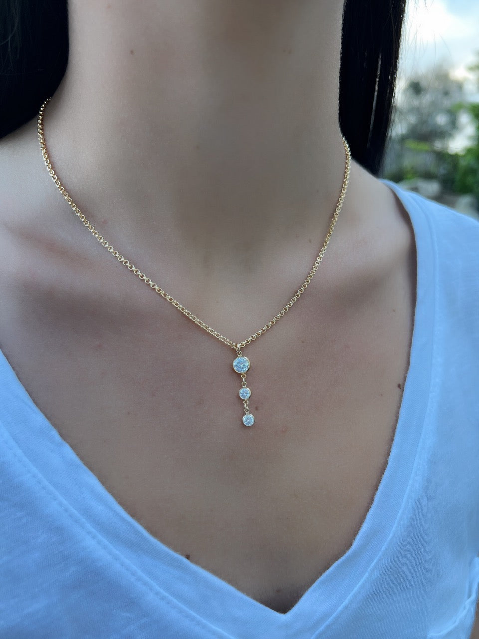 14k Gold Filled CZ Drop Necklace