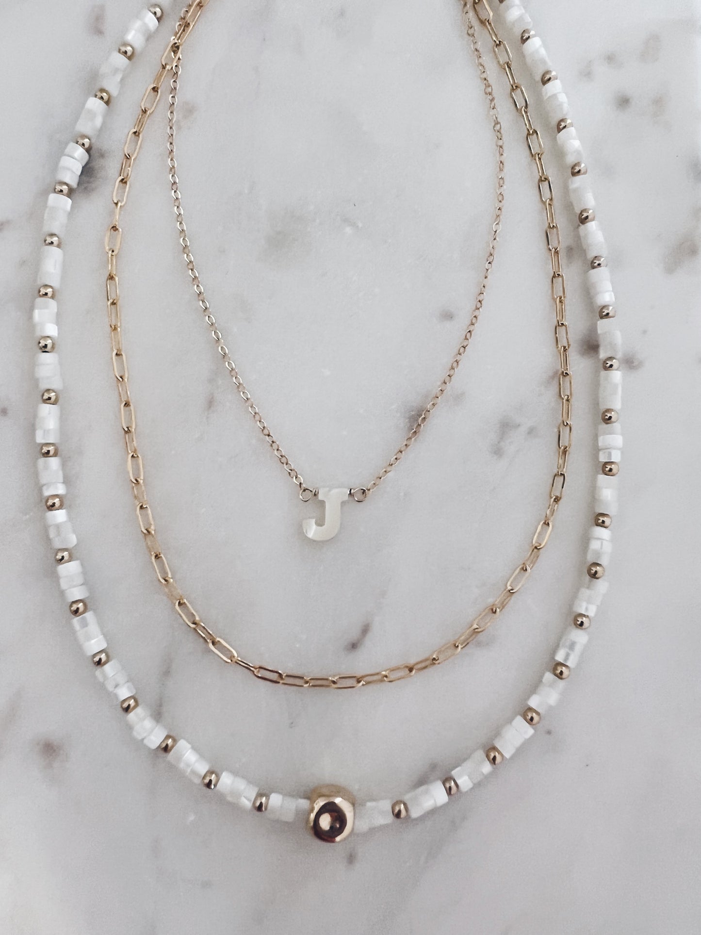 Pearl Disc & Hammered Cube Necklace