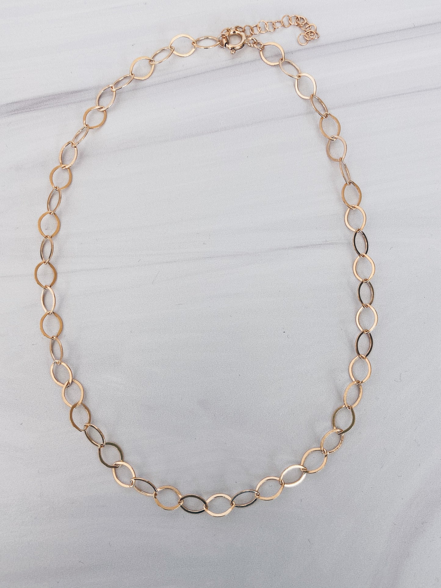 14k Gold Filled Flat Oval Link Chain Necklace