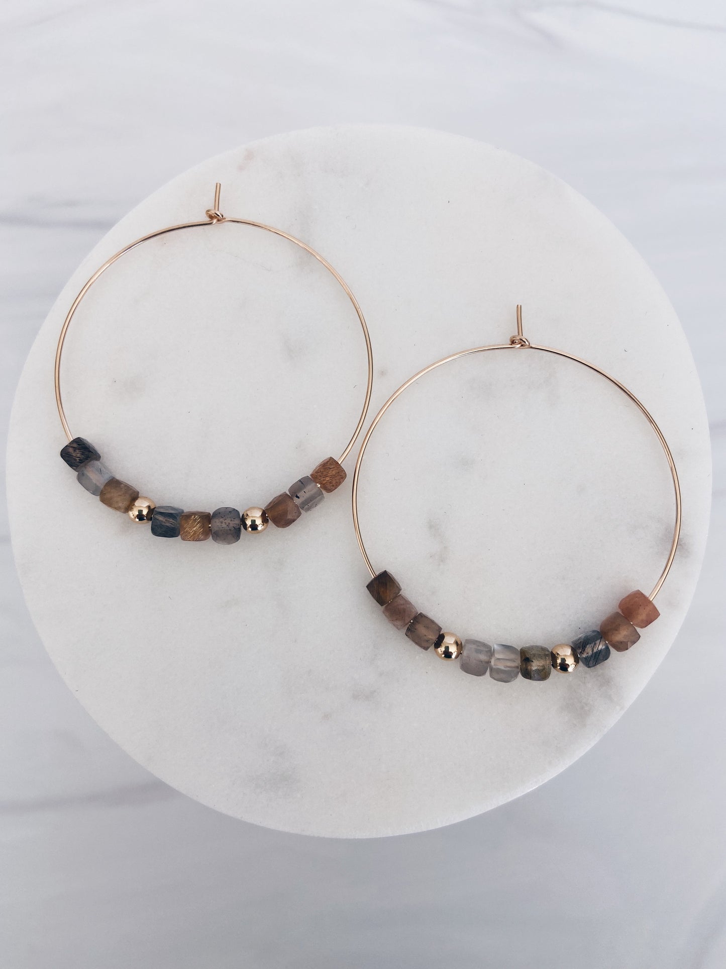 Square Gemstone Hoops + More Colors