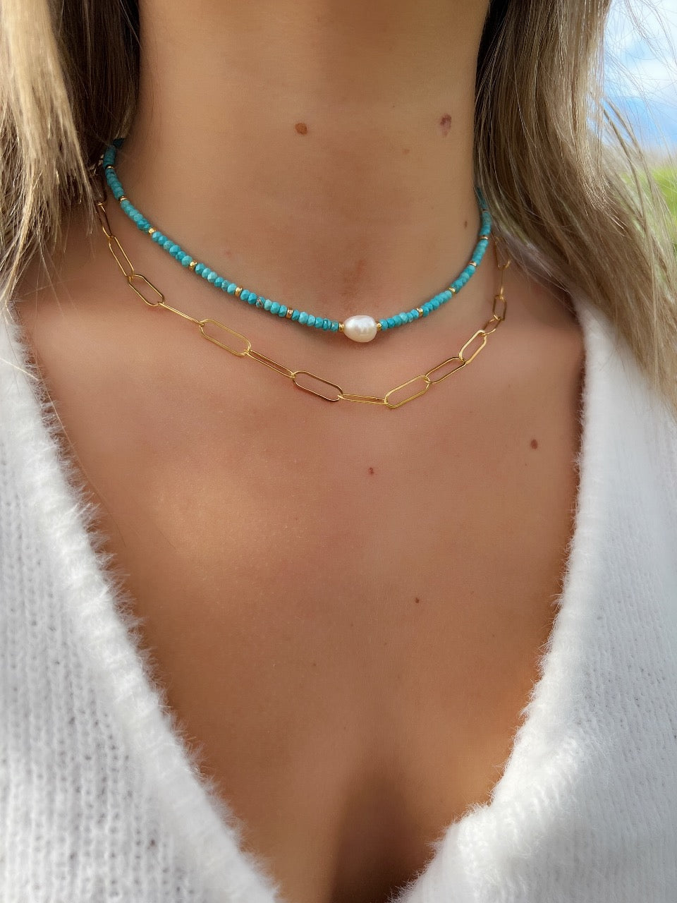 Turquoise & Pearl Choker + More Options