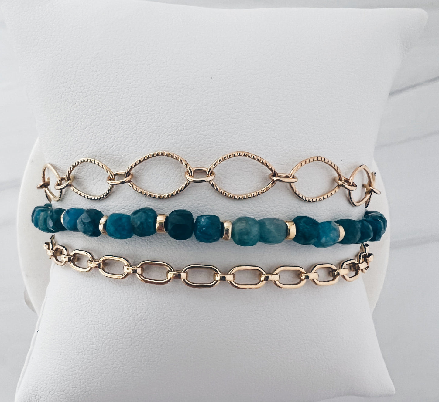 Triple Chain & Gemstone Layered Bracelet