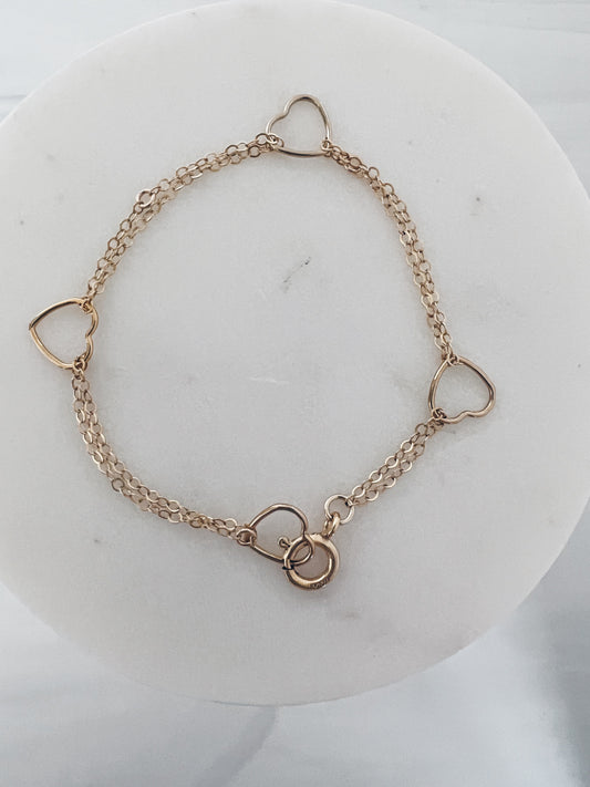 14k Gold Filled Heart Station Bracelet + More Options