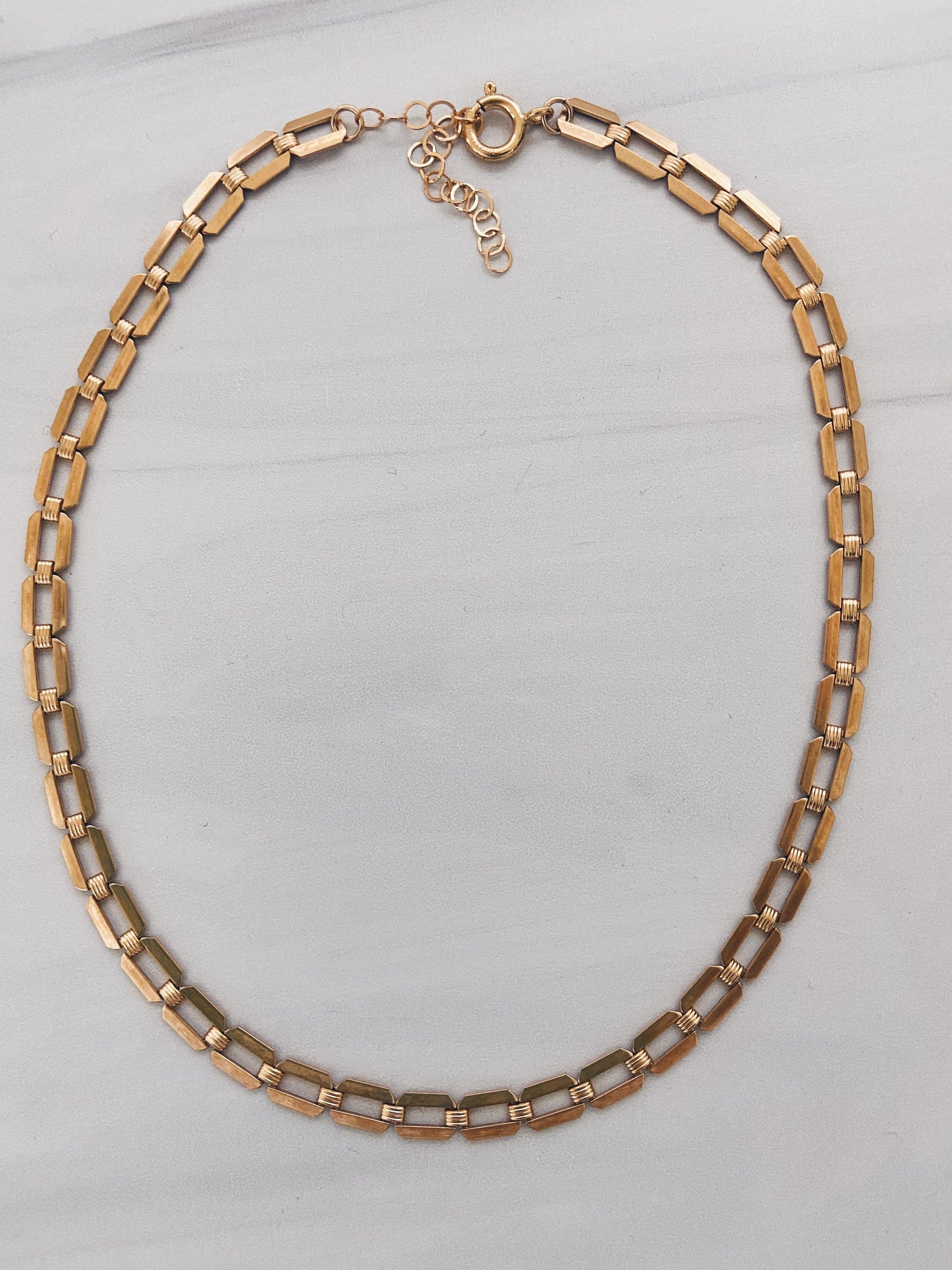 14k Gold Filled Rectangle Chain Necklace