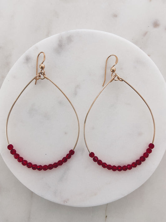 14k Gold Filled Swarovski Crystal Hoops (January & July Birthstone)