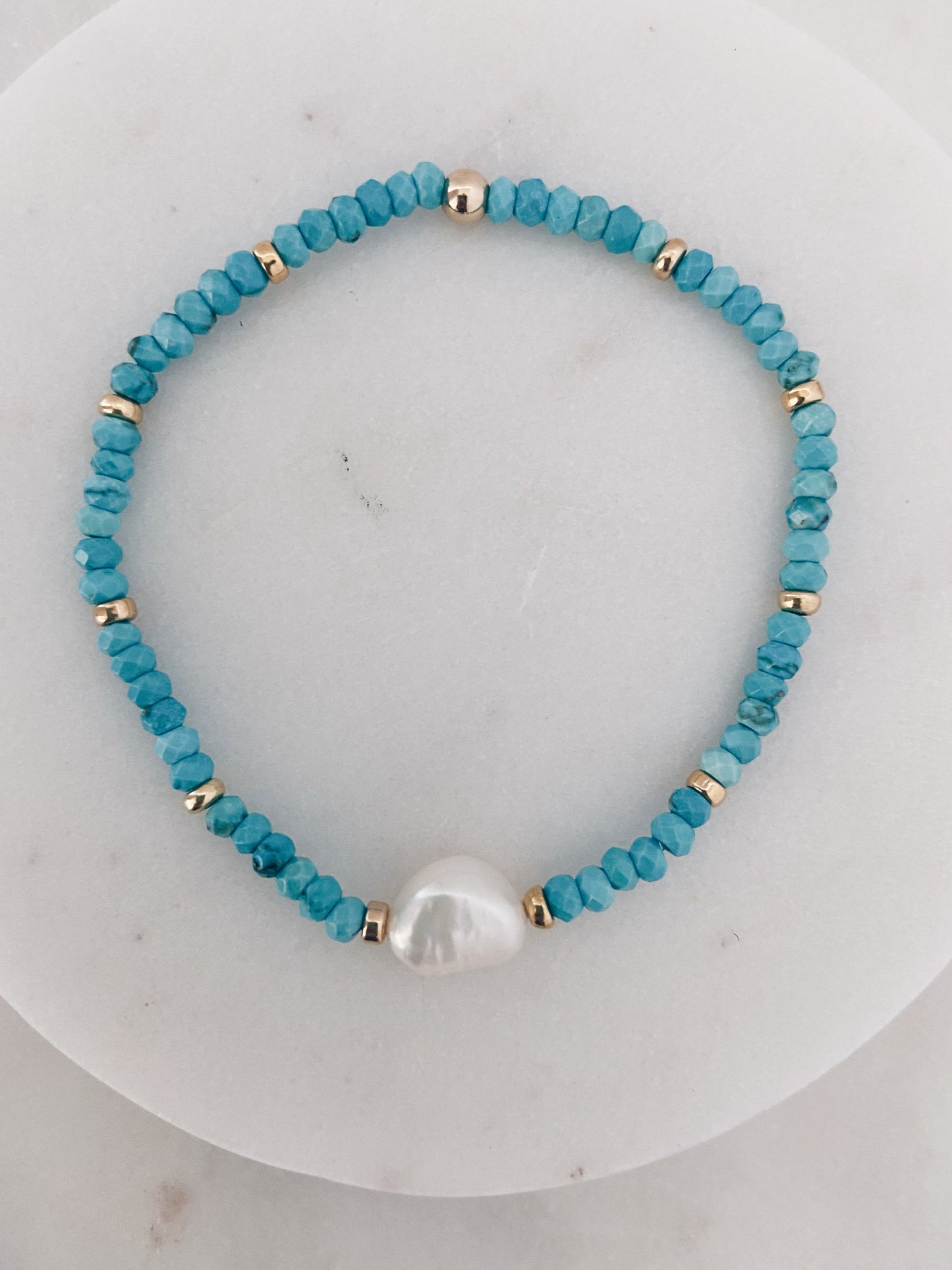 Turquoise & Baroque Pearl Bracelet