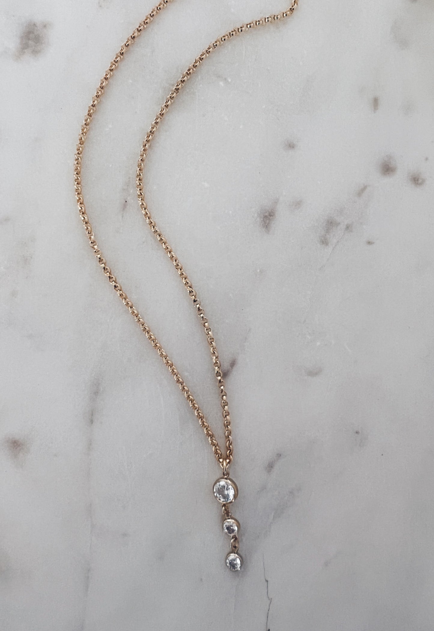 14k Gold Filled CZ Drop Necklace