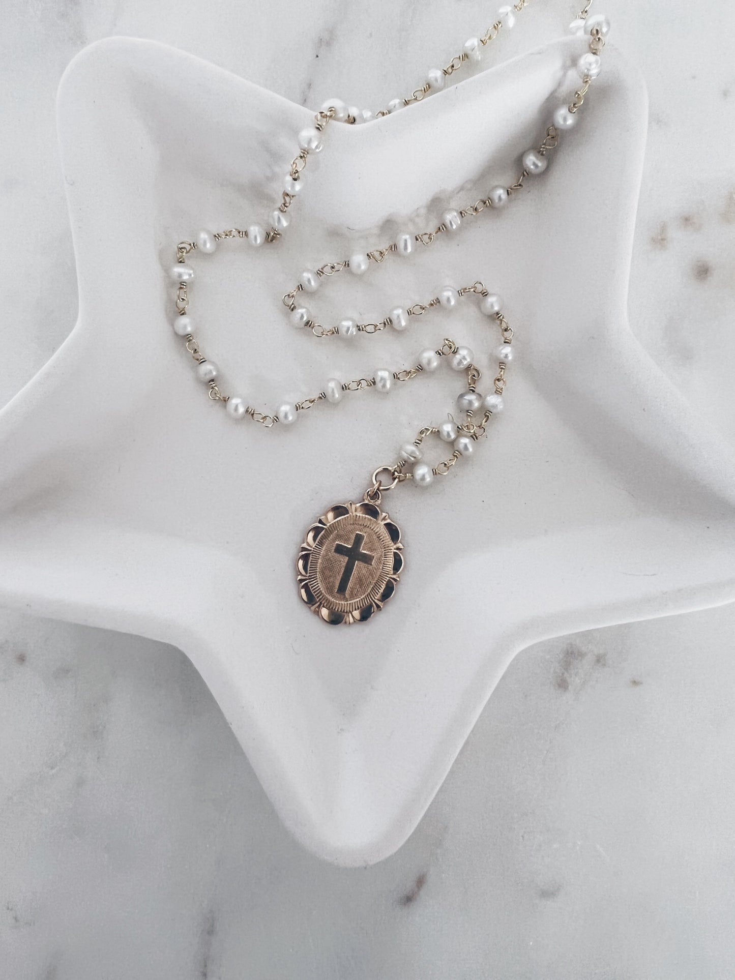 Rosary Gemstone Cross Coin Necklace + More Options