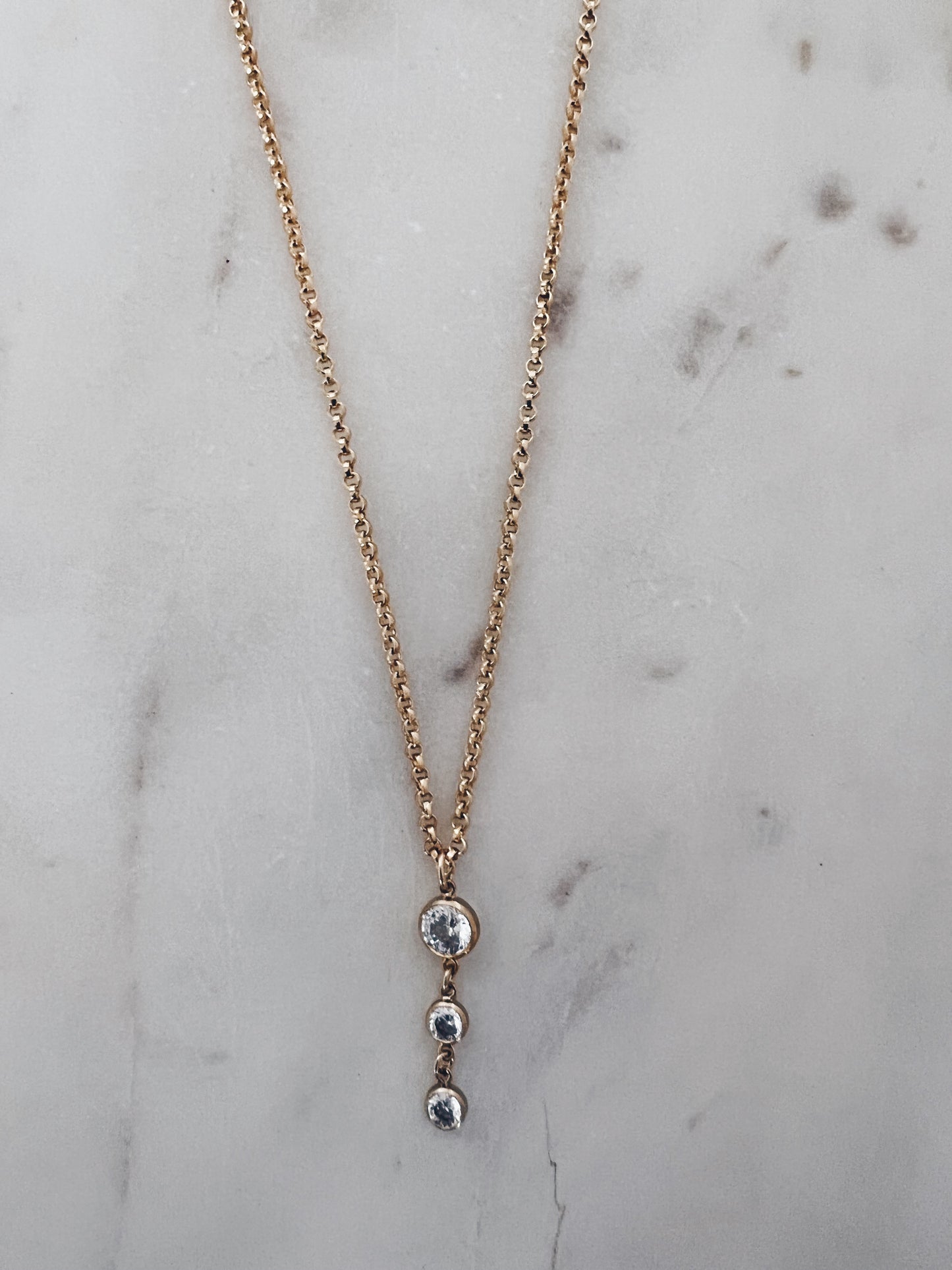 14k Gold Filled CZ Drop Necklace