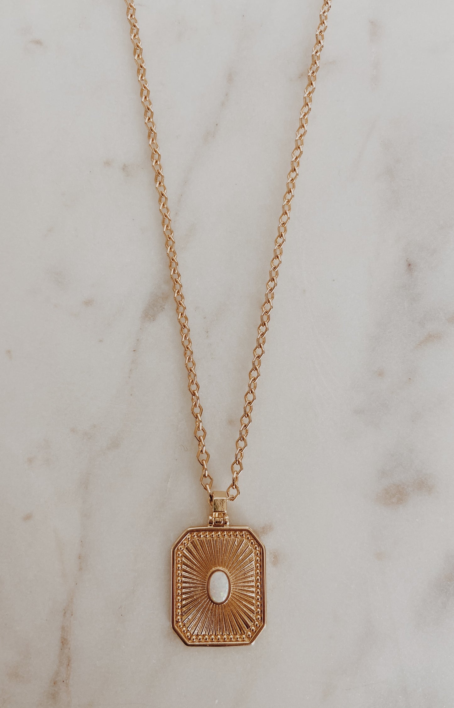 14k Gold Filled Geometric Opal Necklace