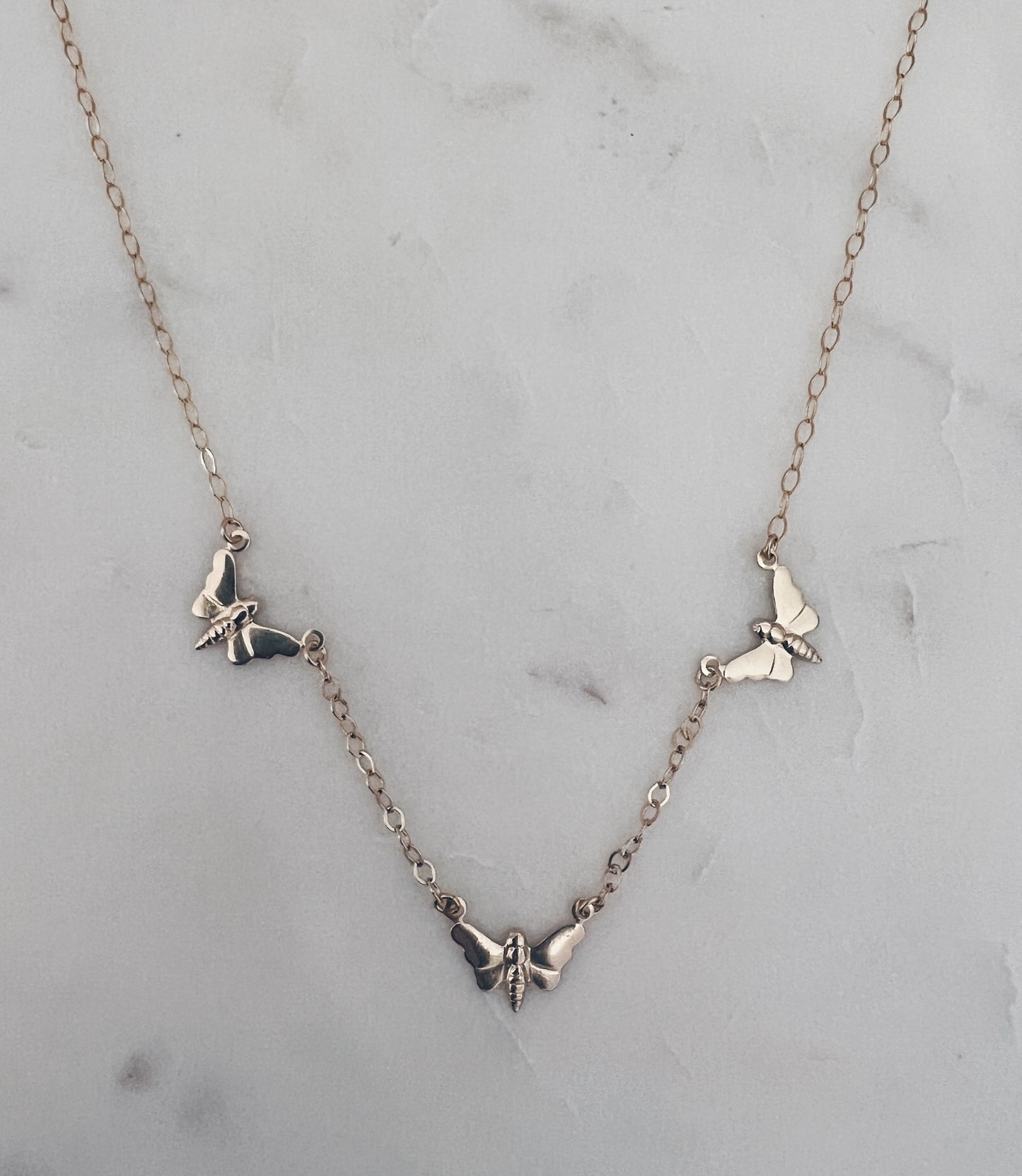 14k Gold Filled Trio Butterfly Necklace