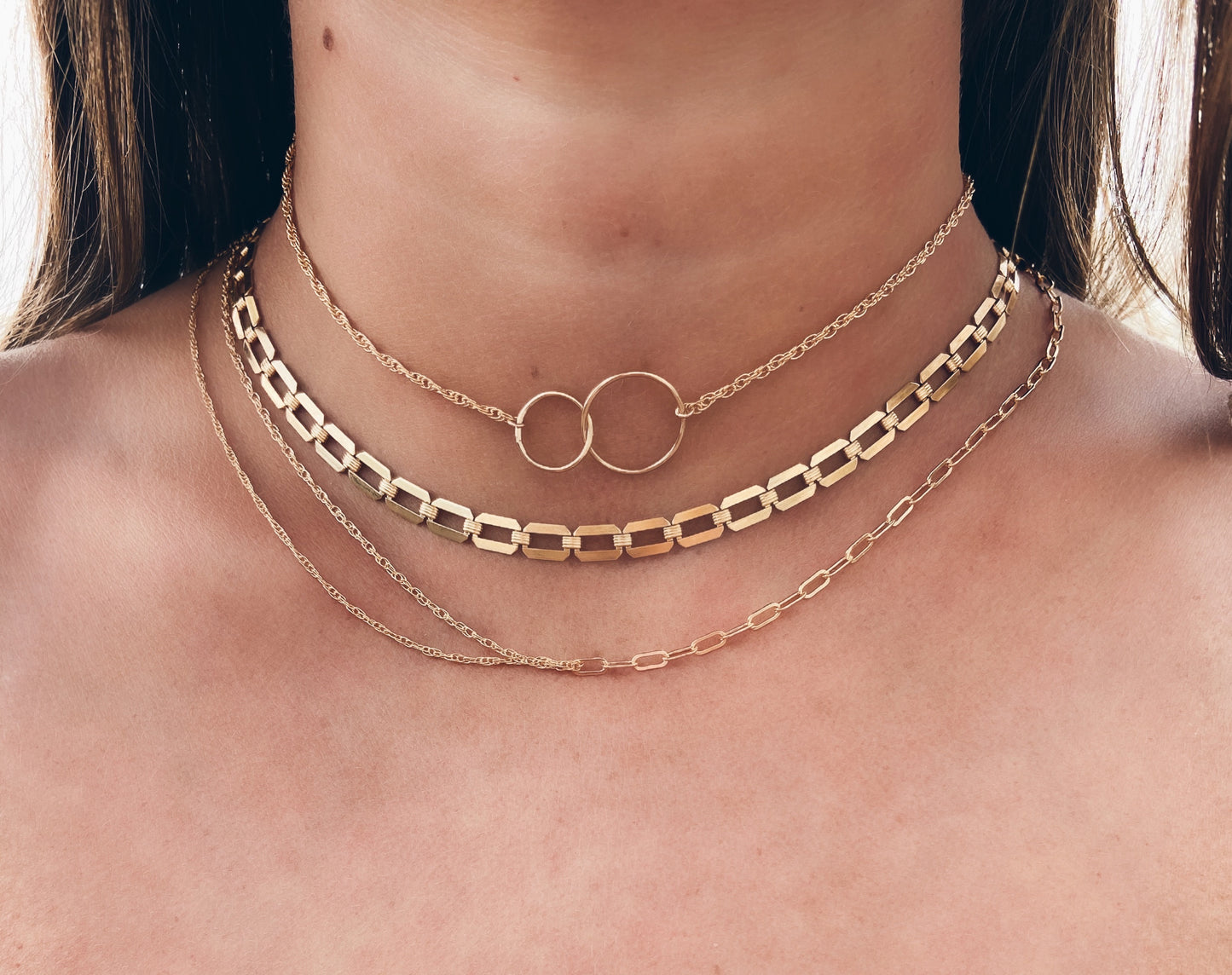 14k Gold Filled Connected Circles Necklace