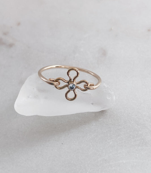 14k Gold Filled CZ Daisy Ring