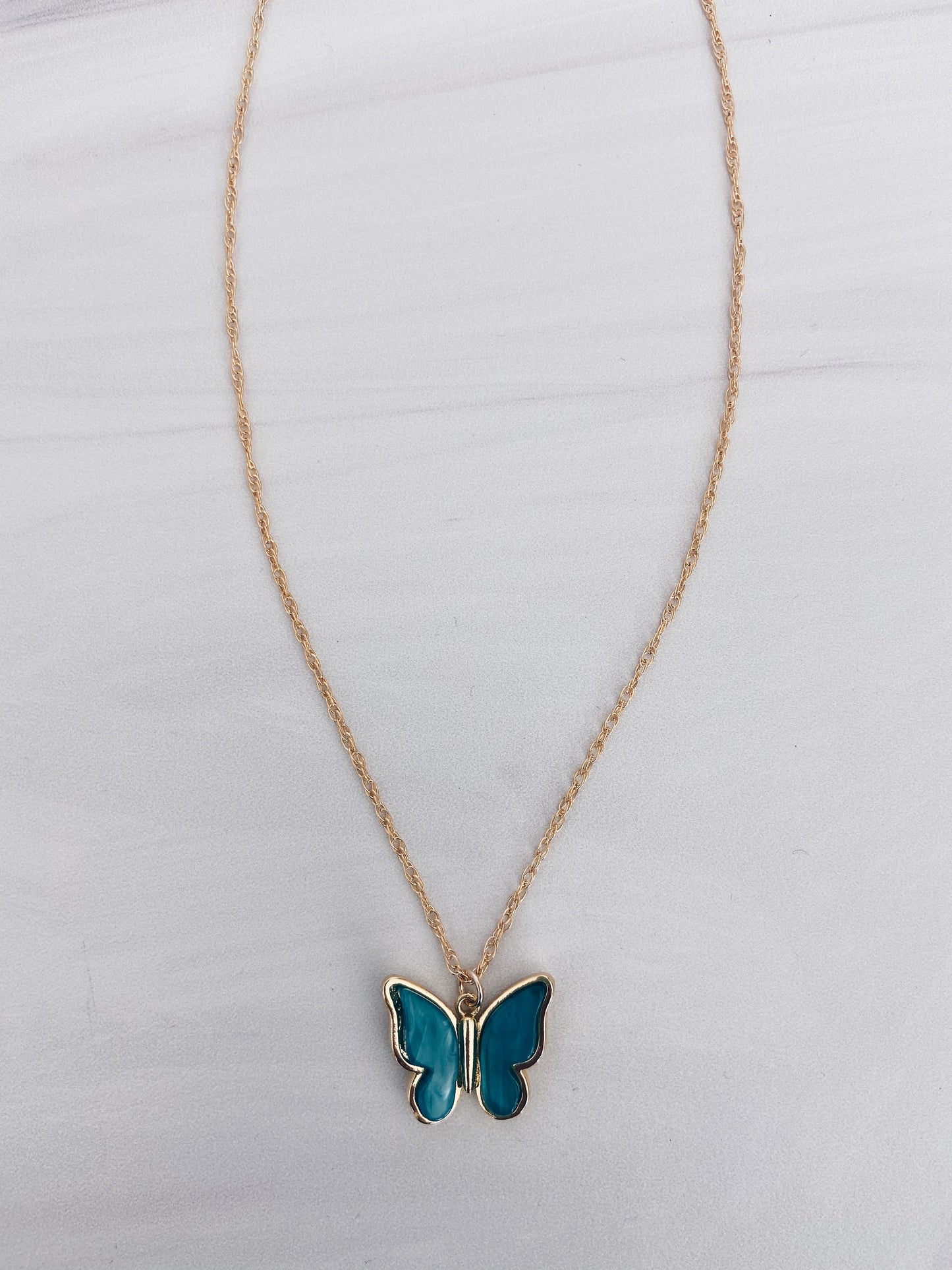 Pearlized Enamel Butterfly Necklace + More Colors