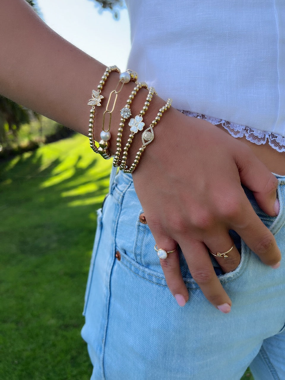 CZ Butterfly Beaded Bracelet