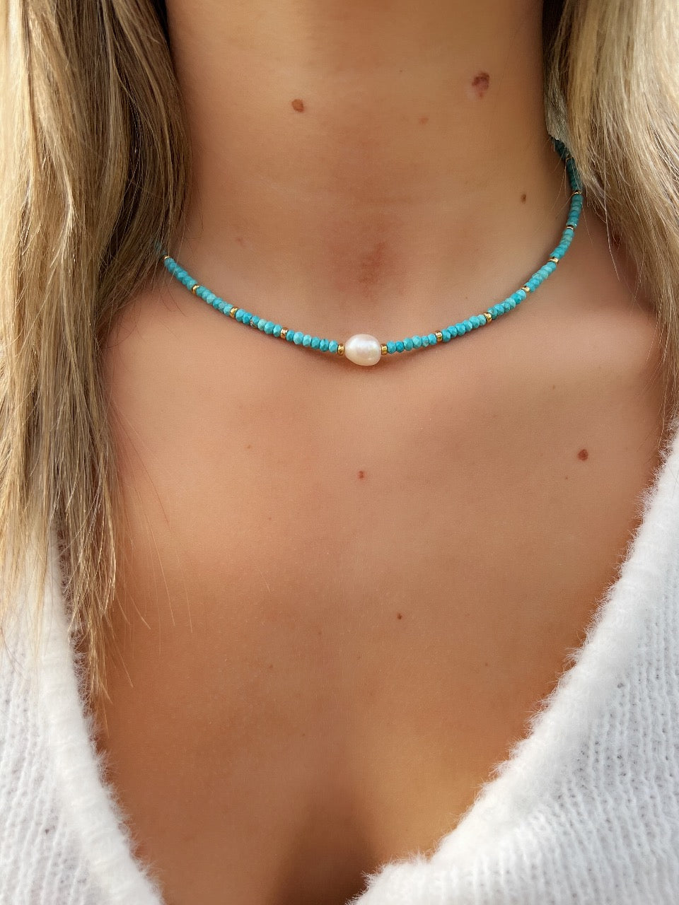 Turquoise & Pearl Choker + More Options