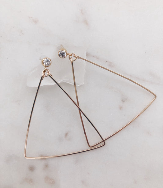 CZ Triangle Hoops